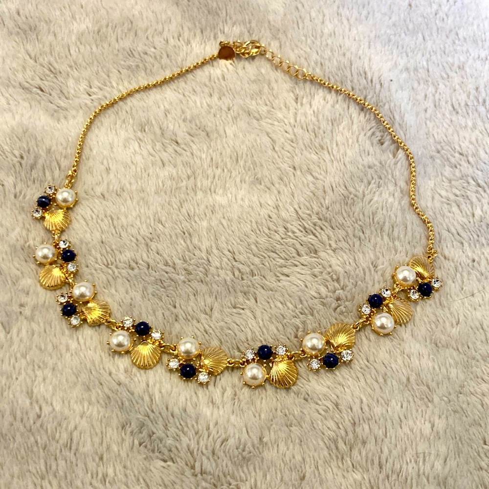 Gold pearl seashell necklace